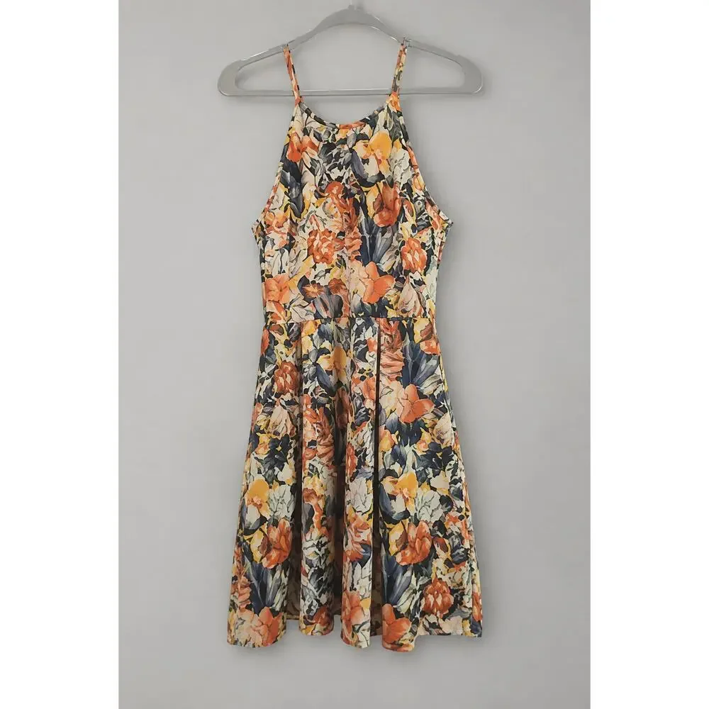 Soprano Floral Halter Skater Dress Women’s Medium Fit & Flare